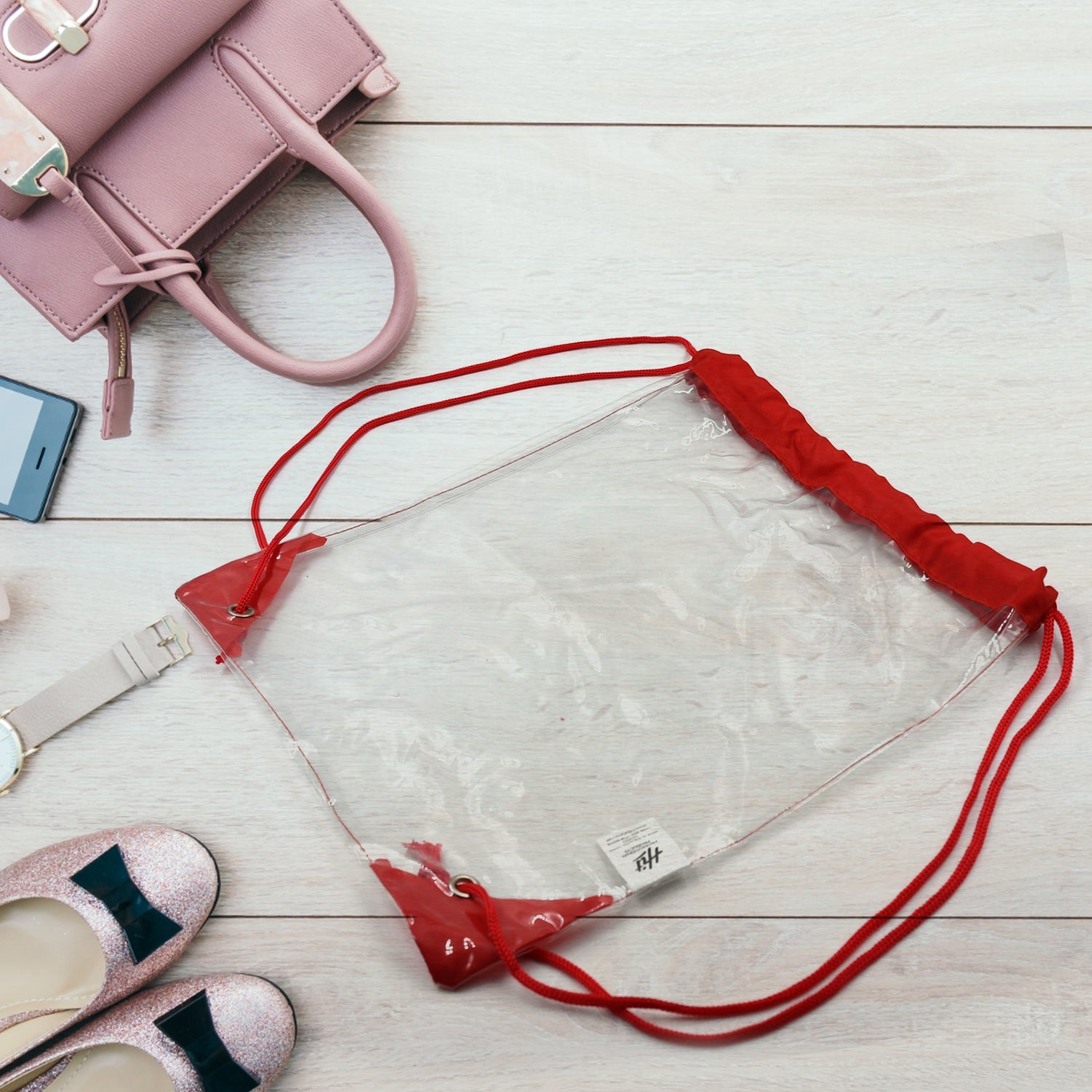 8005 Plastic Waterproof Pouch Transparent Stadium Bags Clear String Bag For Gym Concert Travel Beach Swimming Sport Wukusy