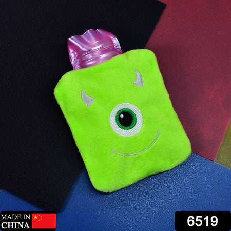 6519 Green One Eye Monster Print Small Hot Water Bag With Cover For Pain Relief Neck Shoulder Pain And Hand Feet Warmer Menstrual Cramps. Wukusy