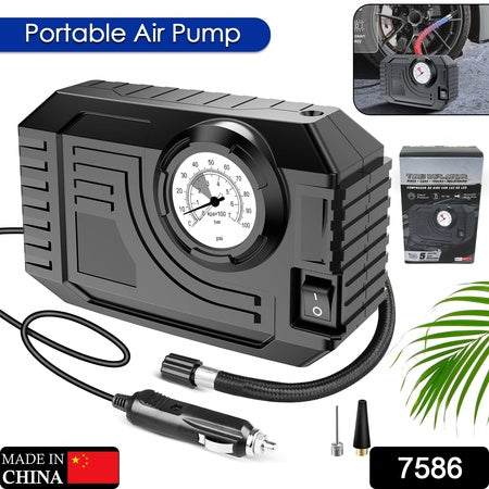 7586 Tire Inflator Portable Air Compressor 12v Small Air Pump For Car Tires Bicycle Balloons Cars Bike Bicycles And Other Inflatables With Led Light (12v) Wukusy