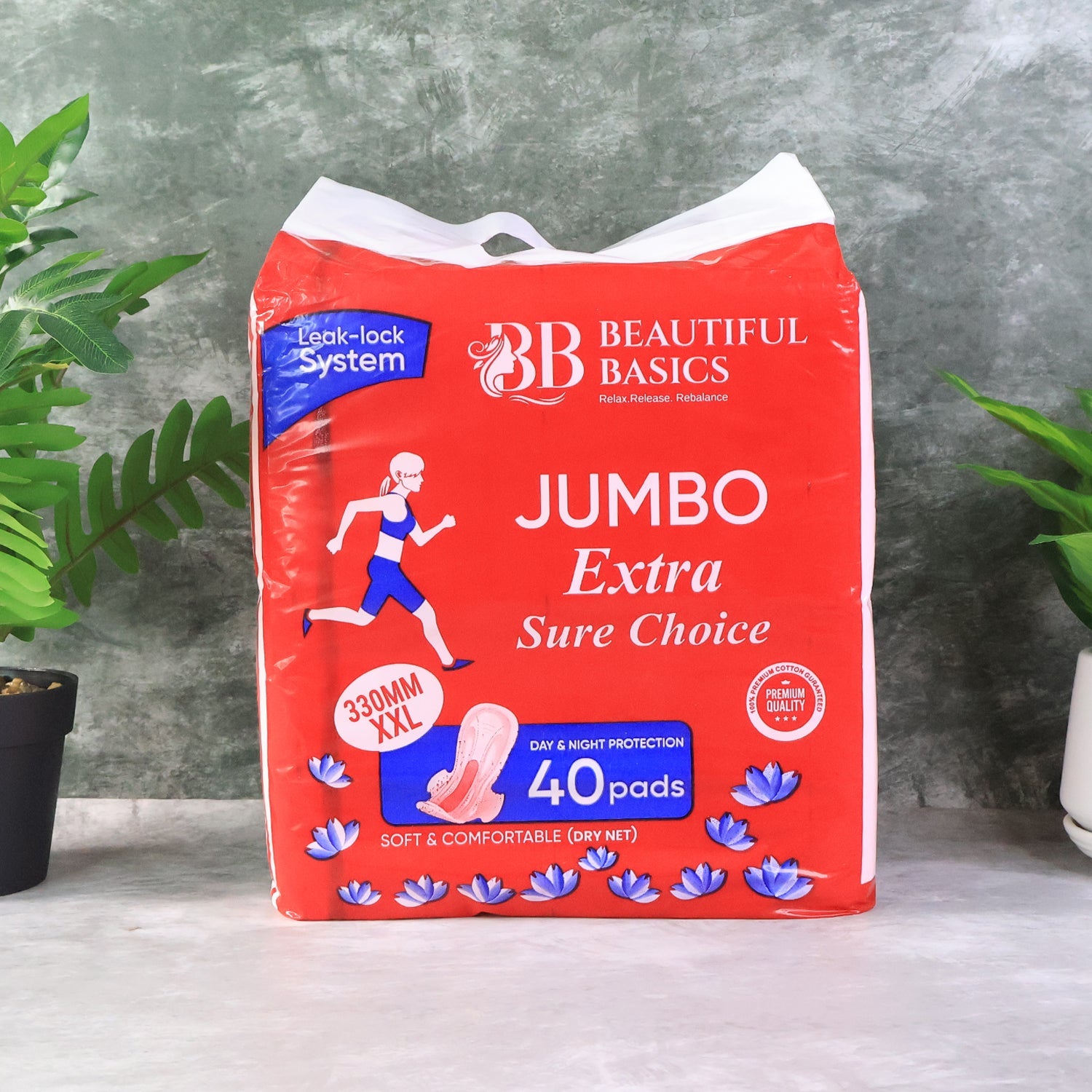 Beautiful Basics Jumbo Extra Sure Choice Sanitary Pads Xxl 330mm (40 Pc) Wukusy