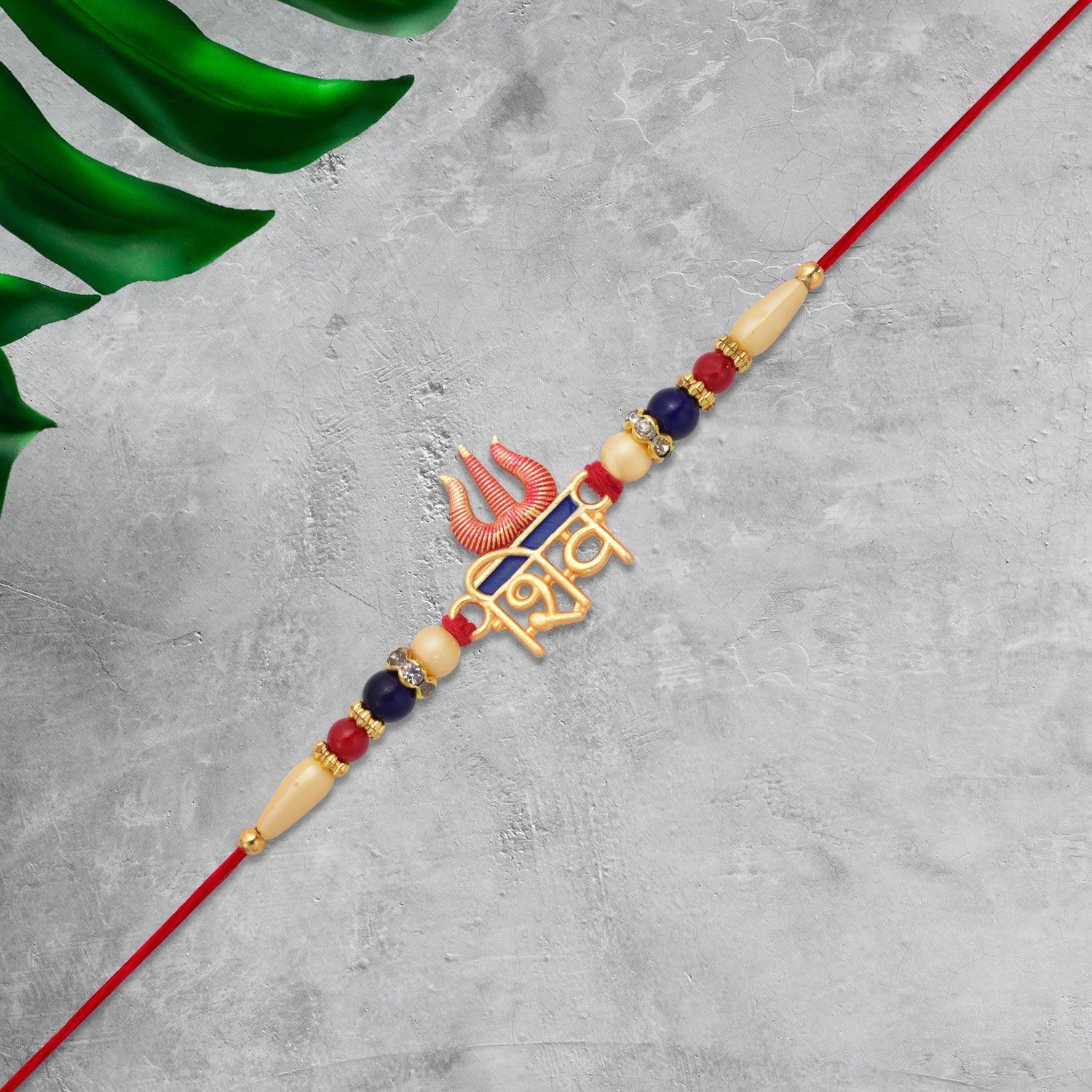 Shiv Trishul Rakhi With Beads Wukusy