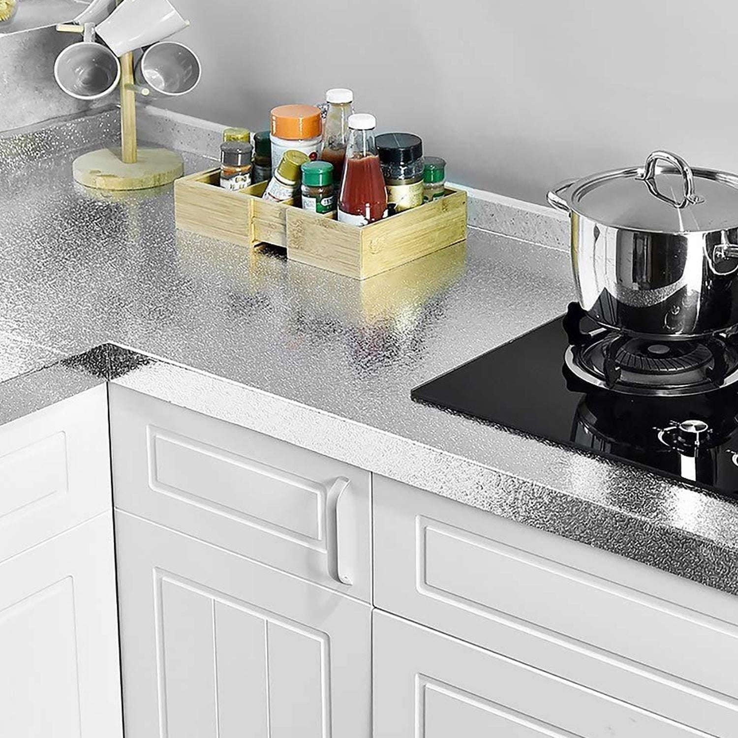 Self-adhesive Kitchen Back Splash Wallpaper Aluminum Foil Wall Paper (60200 Cm) Wukusy