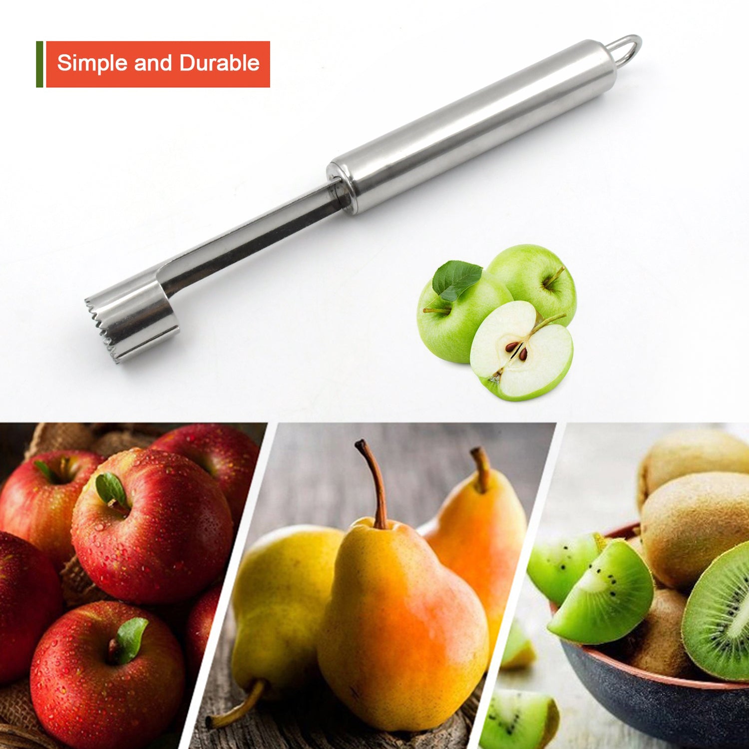 5506 Fruit Core Stainless Steel Set Core Remover For Apple And Pear Kitchen Prep Tool Fruit Core Remover Tool With Soft Handle Apple Corer Stainless Steel Kitchen Gadget Dishwasher Safe Wukusy