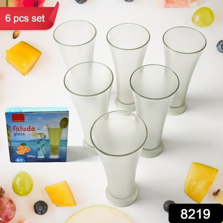 8219 High Quality Faluda Ice Cream Juicer And Water Glasses Set Of 6 Transparent Drinking Water Glasses Stylish Glasses For Faluda Water Juice Glass Set Of 6 Pcs (300 Ml Approx) Wukusy