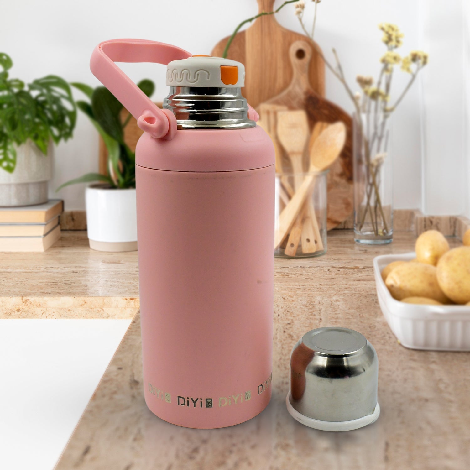 13036 Stainless Steel Tumblers 316 Stainless Steel Vacuum Insulated Cup  Bottle Portable Travel Kettle  Water Bottle With Handle Outdoor Large Capacity Sports Kettle Cups  Bottle (1300 Ml) Wukusy