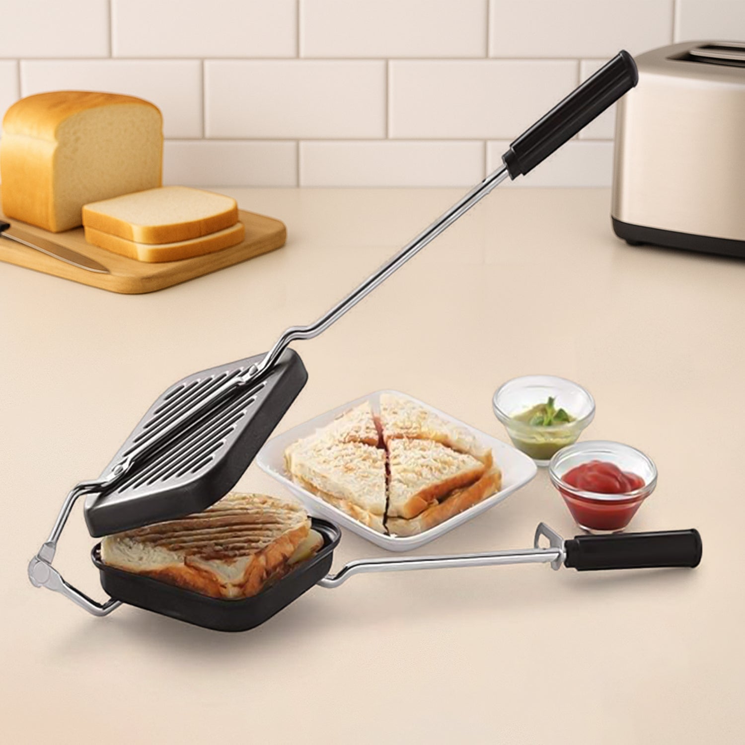 Apex Heavy Gauge Aluminium Grill Sandwich Toaster Wukusy