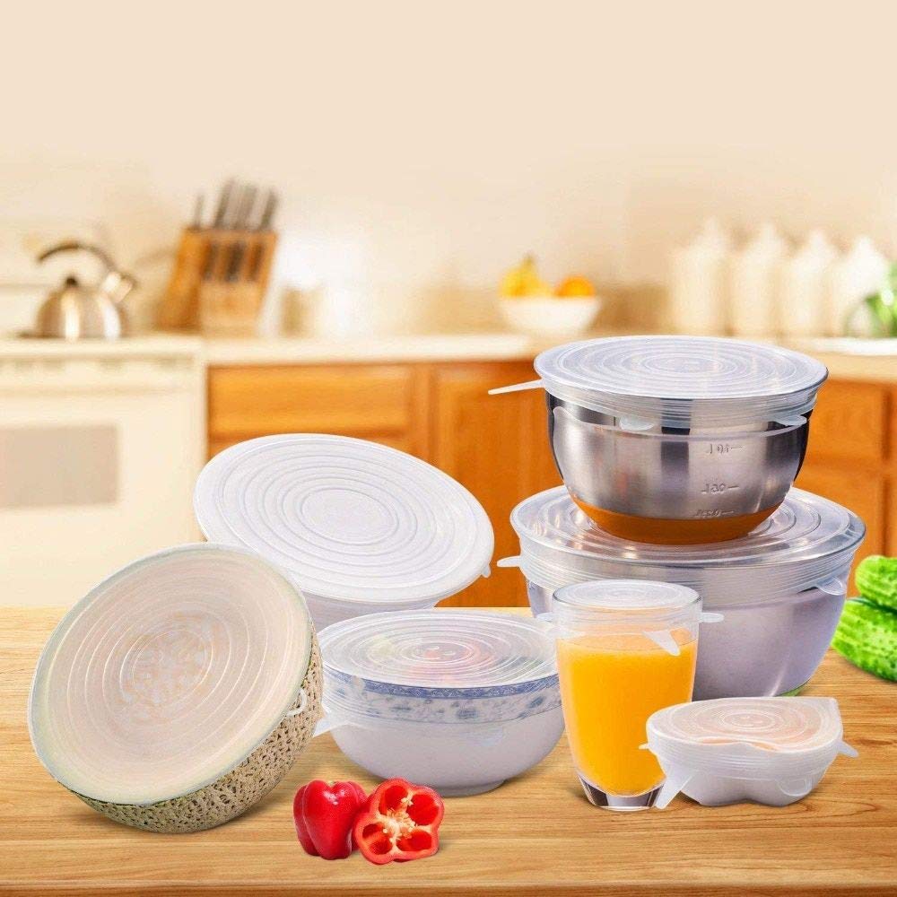 2154 Silicone Stretch Lids Reuseable Microwave Safe Flexible Covers (Set Of 6) (Loose Pack) Wukusy