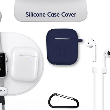 6473 Silicone Shockproof Protection Wireless Headphones Carrying Box Cover With Metal Keychain Wukusy